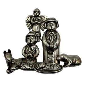 Vintage Carol Felley 1992 Sterling Silver Southwest Nativity Brooch Pendant